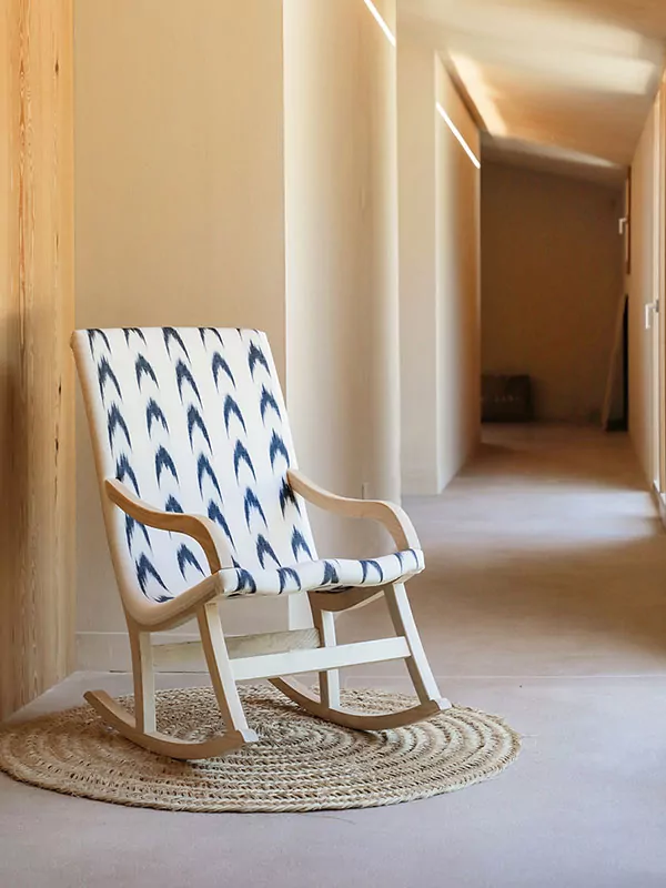 Mallorcan fabric fabric rocking chair 104 blue - Image 2