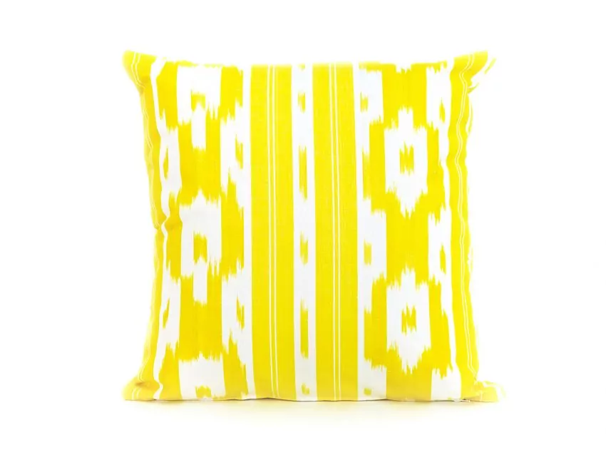 Mallorcan fabric Ikat cushion 104 Yellow