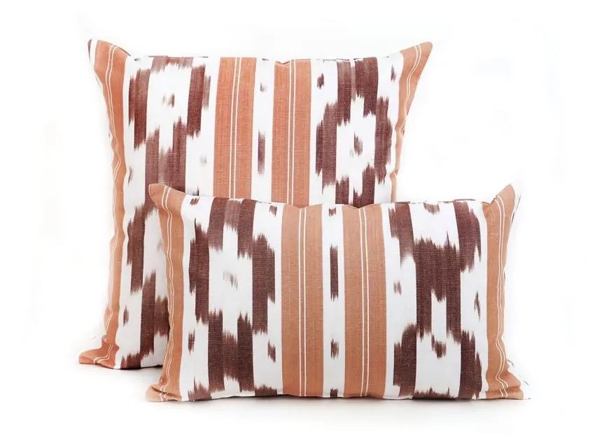 Mallorcan fabric Ikat cushion 104 Brown - Image 2