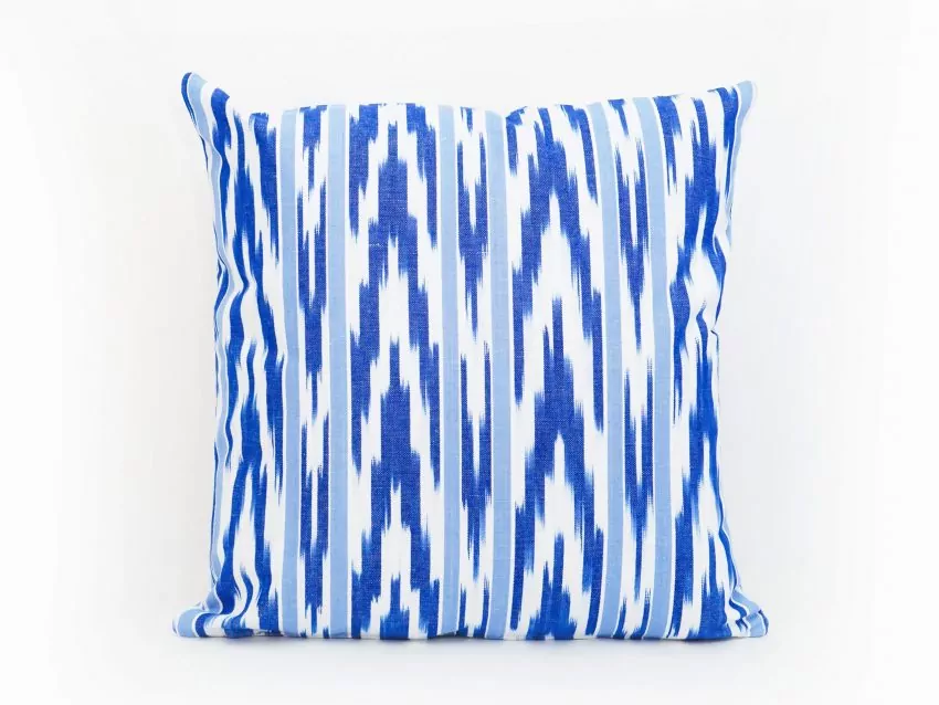 Mallorcan fabric Ikat cushion 109 Blue