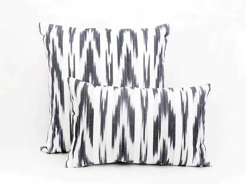Mallorcan fabric Ikat cushion 109 Grey - Image 2