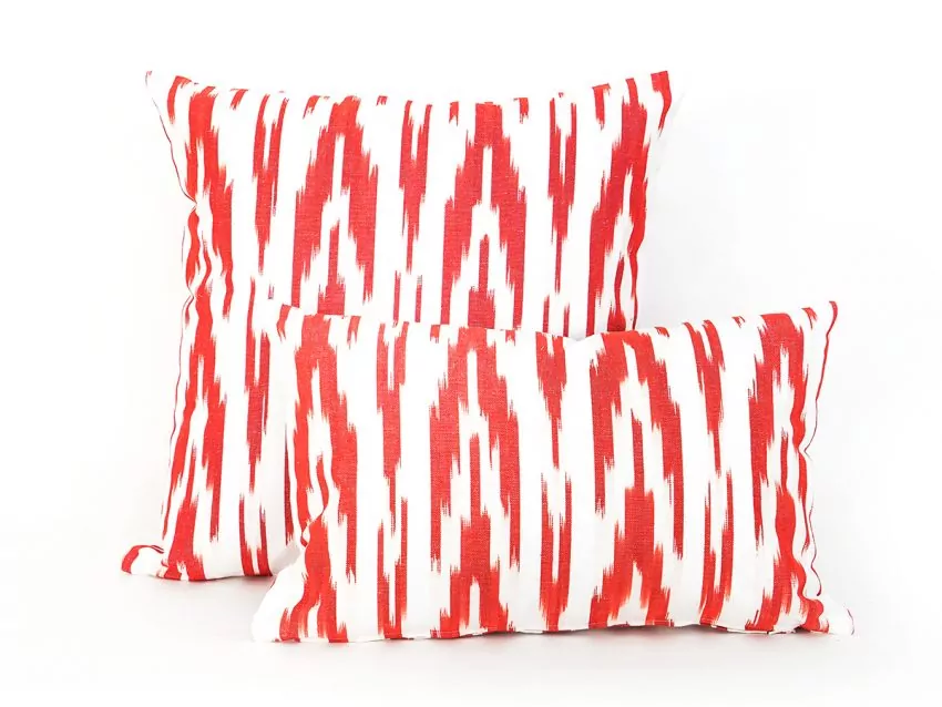 Mallorcan fabric Ikat cushion 150 Red - Image 2