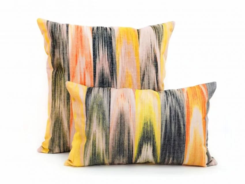 Mallorcan fabric Ikat cushion 200 beige - Image 2