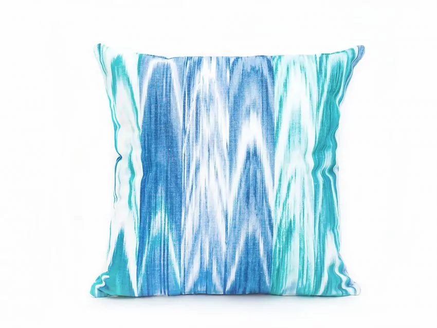 Mallorcan fabric Ikat cushion 200 Turquoise