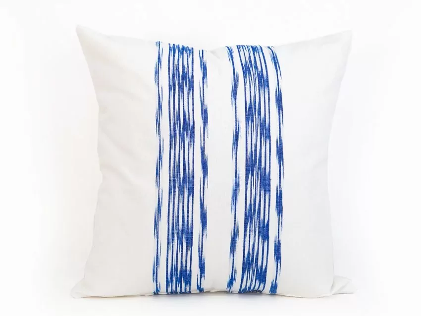 Mallorcan fabric Ikat cushion 235 Blue