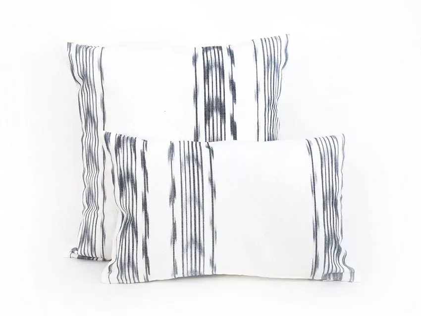Mallorcan fabric Ikat cushion 235 Grey - Image 2