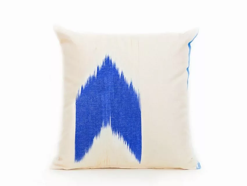Mallorcan fabric Ikat cushion 60 Blue