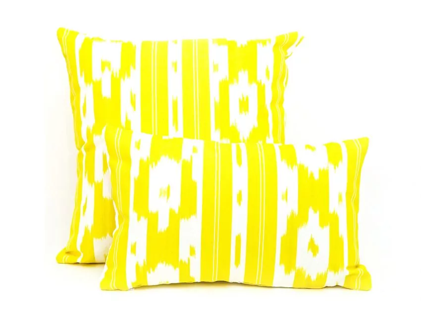 Mallorcan fabric Ikat cushion 104 Yellow - Image 2