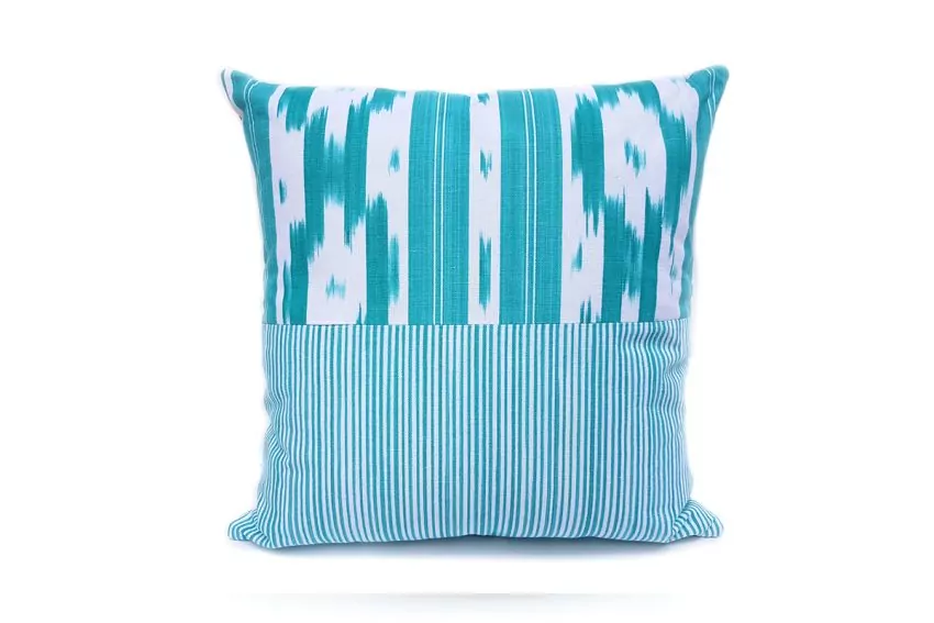 Funda coixí patchwork ikat 104/106 Turquesa