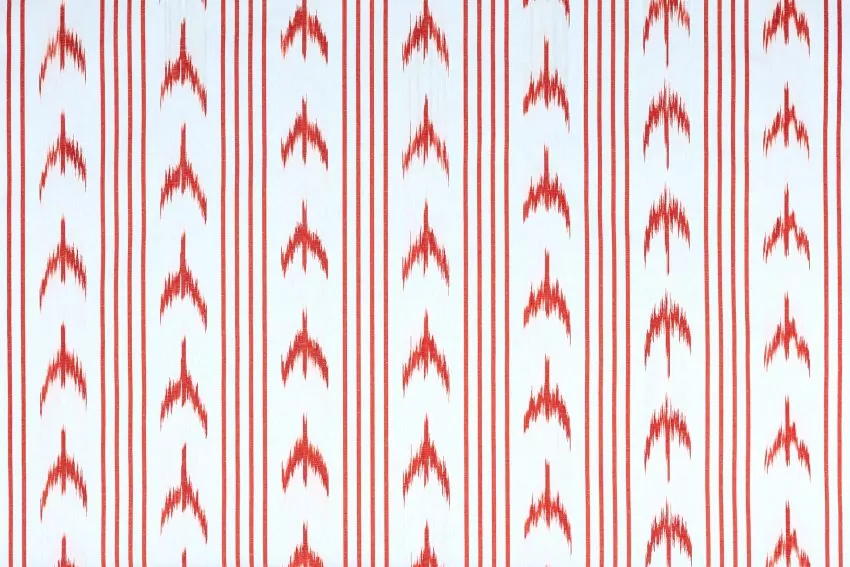 Mallorcan fabric Ikat Swallows Red