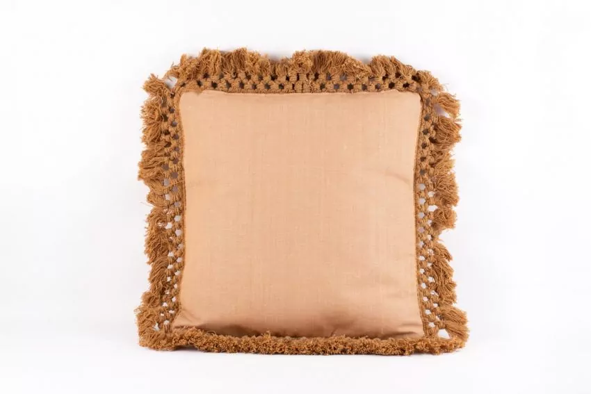 Fringe cushion cover Mallorcan fabric 150 Toasted