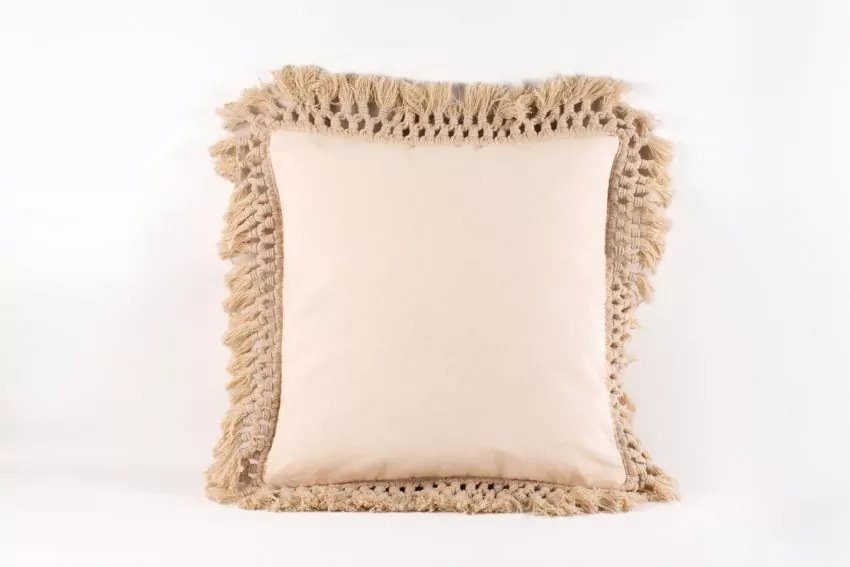 Fringe cushion cover Mallorcan fabric 150 ecru