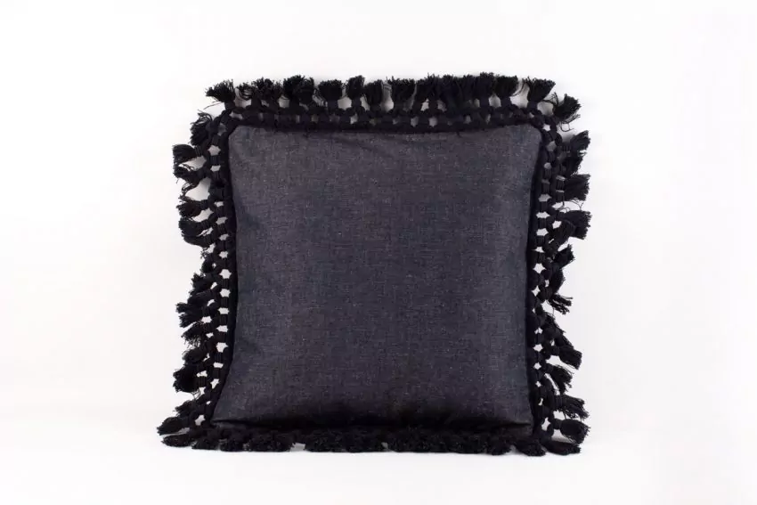 Fringe cushion cover Mallorcan fabric 150 Black