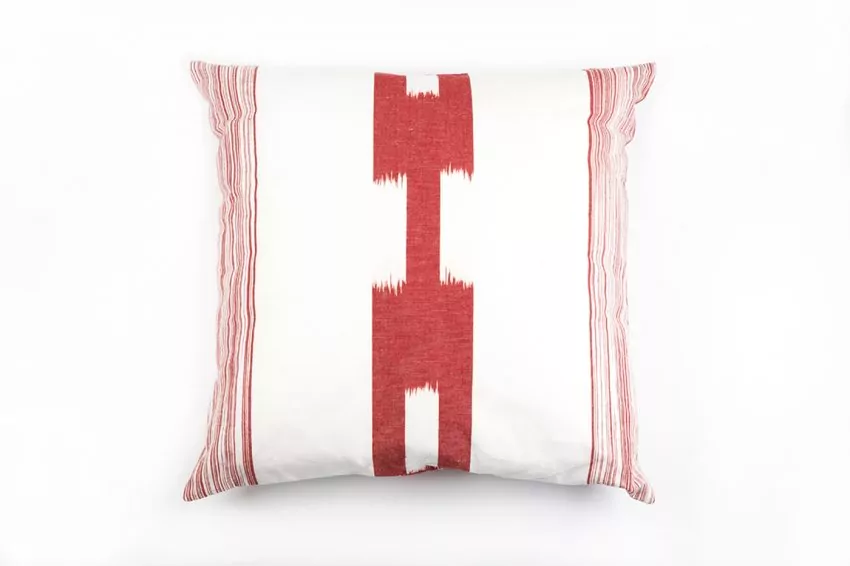 Mallorcan fabric Ikat cushion 197 Red