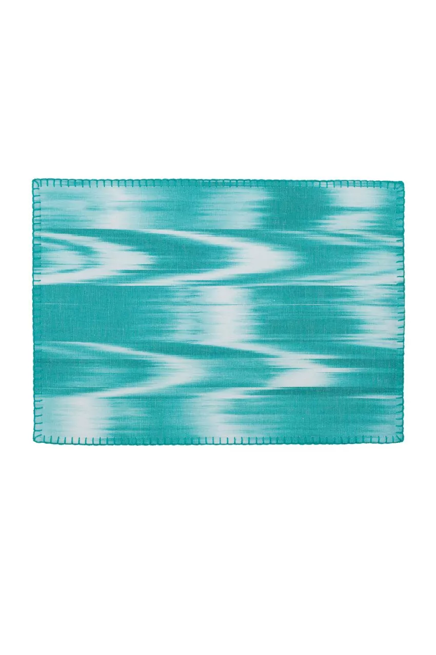 Stich Placemat Mallorcan fabric ikat 101 Turquoise