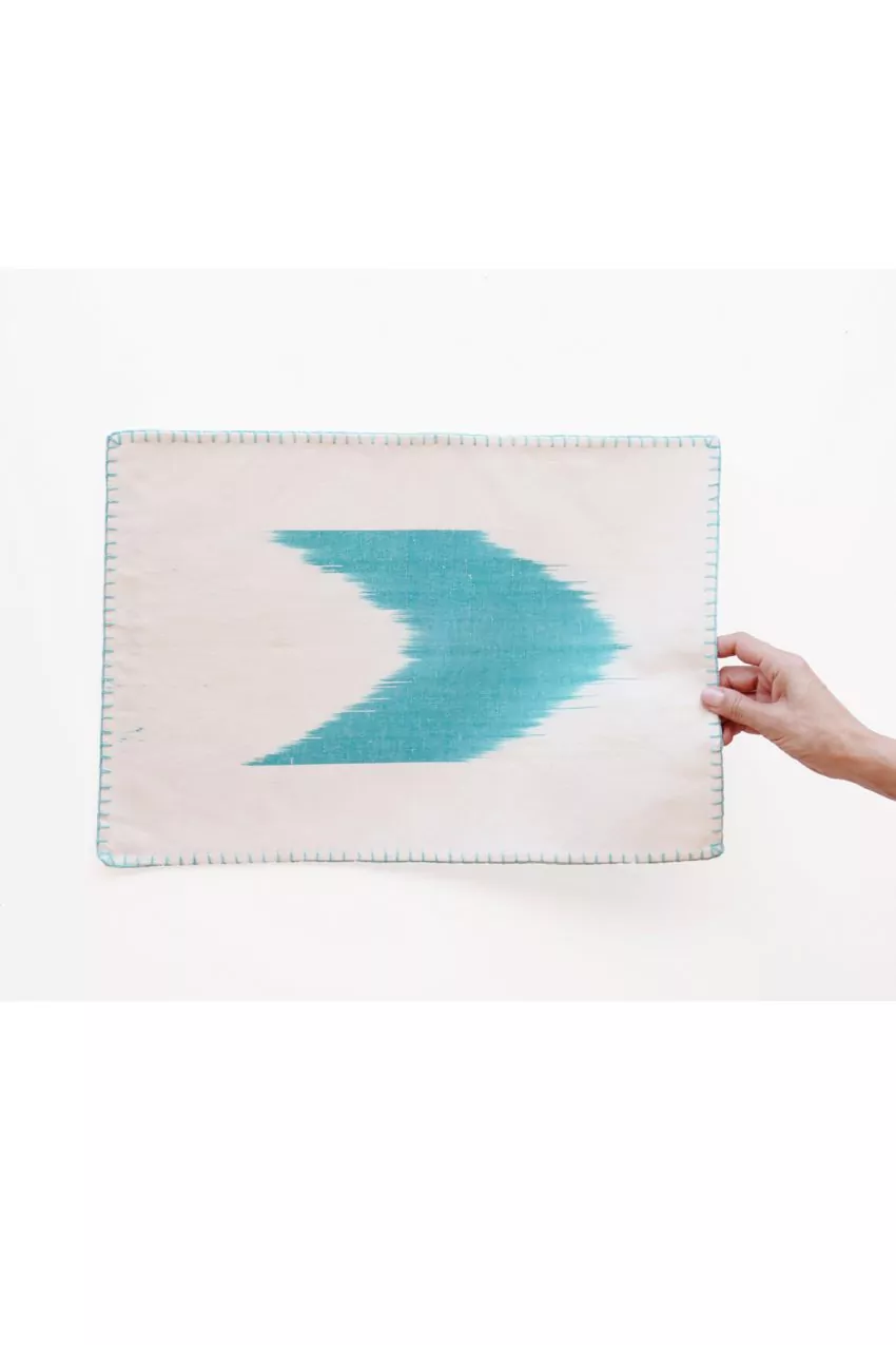 Stich Placemat Mallorcan fabric ikat 61 Turquoise