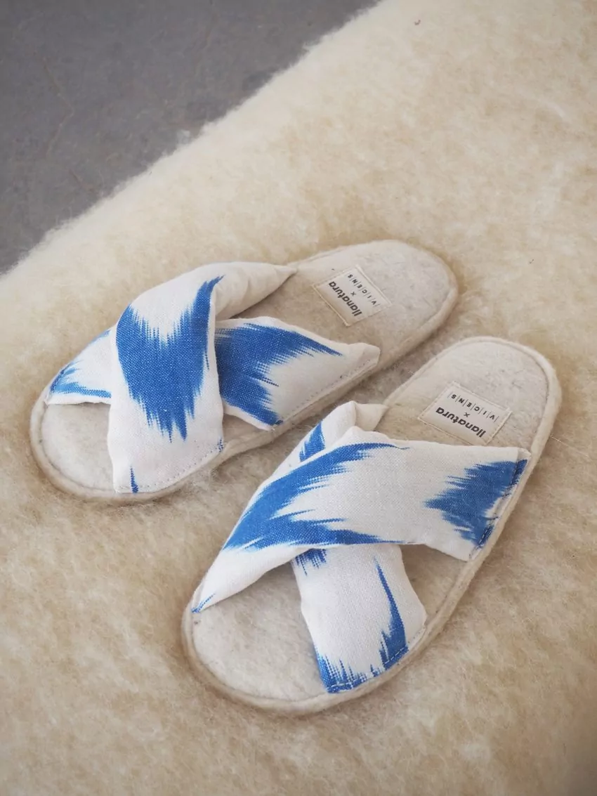 Blue Slippers BAO Mallorcan fabric - Image 2