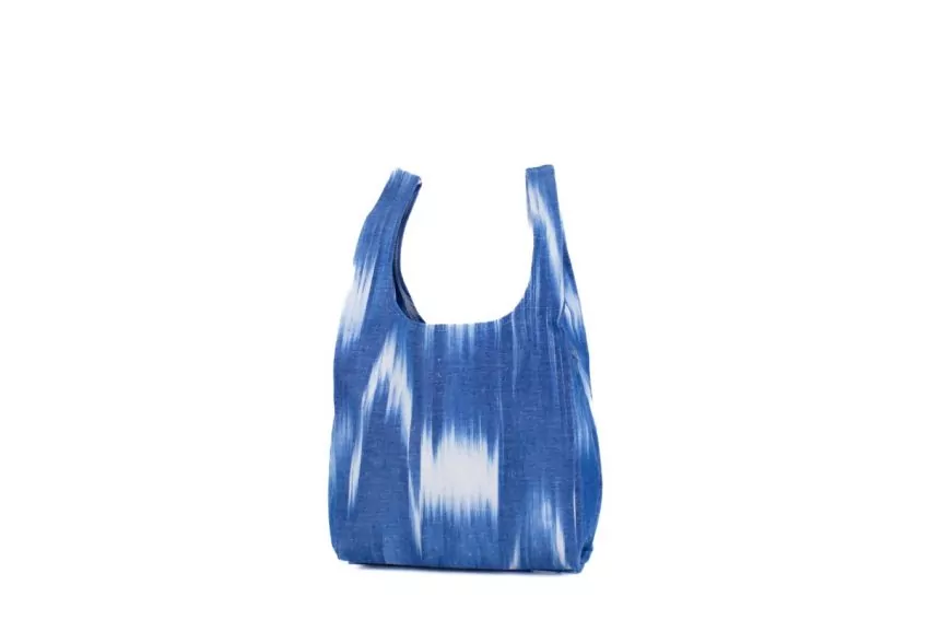 Ikat purchase fabric bag 101 Blue - Image 4