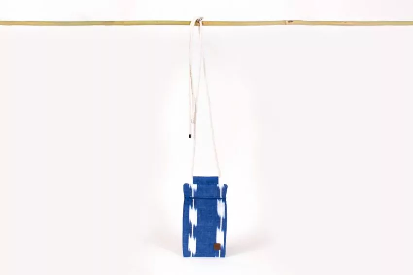Phone bag holder Mallorcan fabric ikat 302 Blue - Image 2