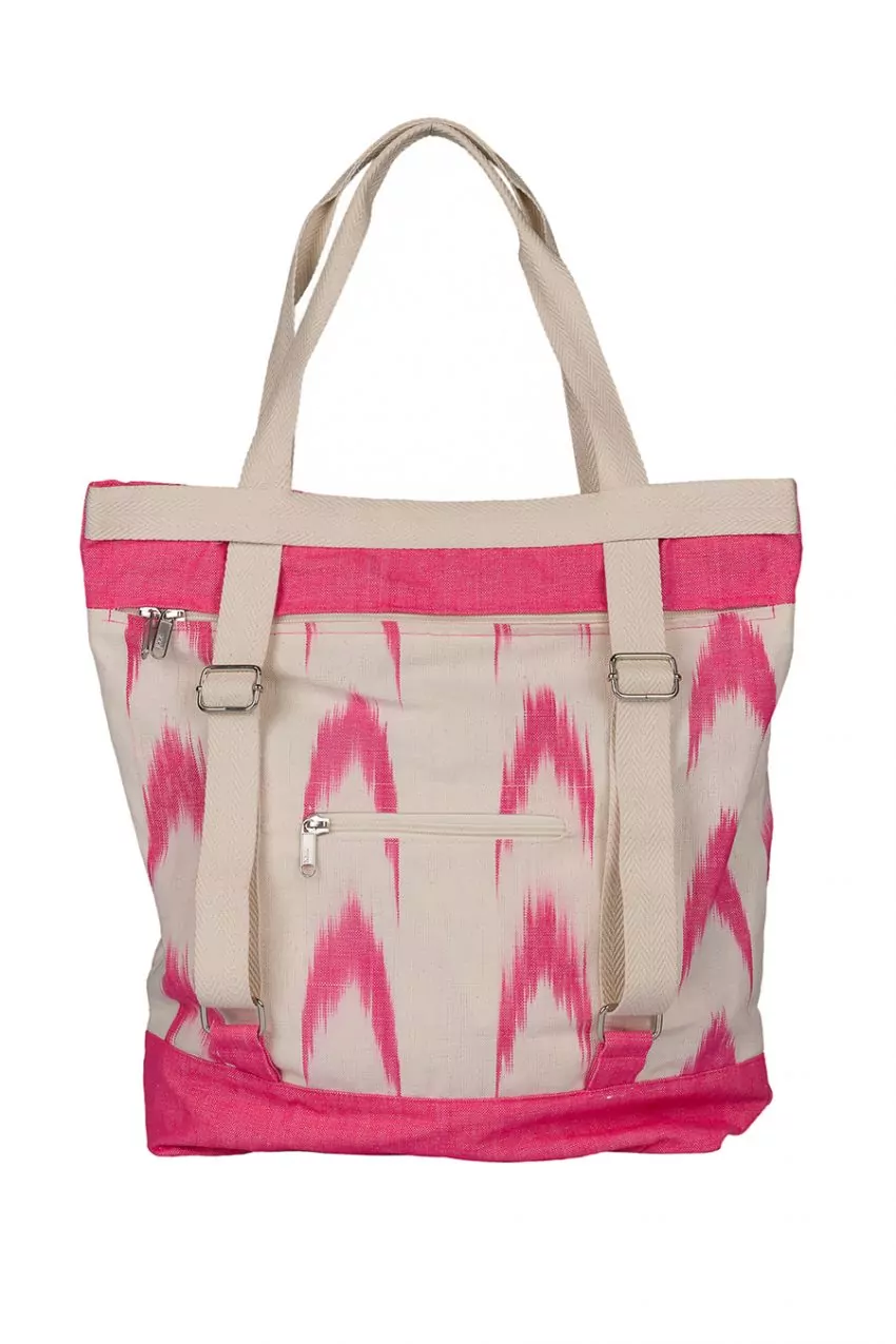 Bag backpack Mallorcan fabric ikat 61 Pink fuchsia - Image 3
