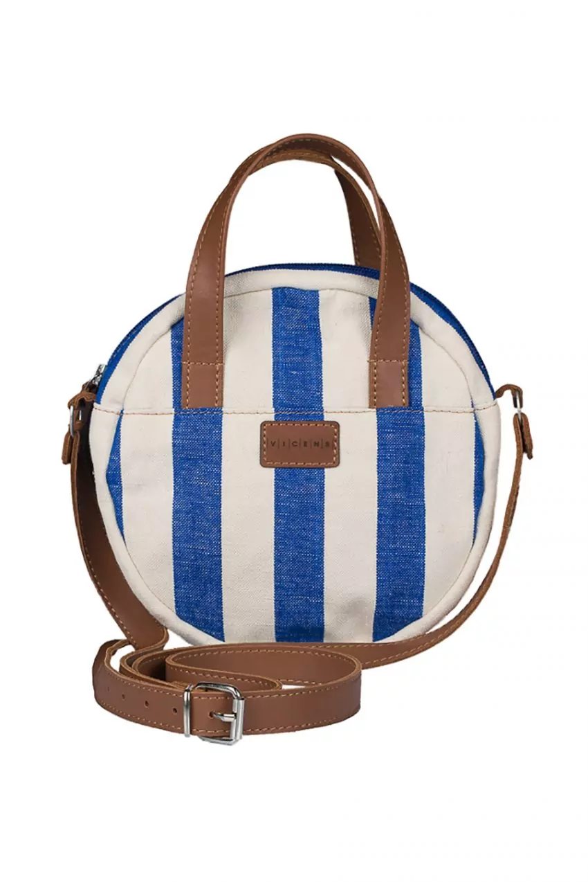 Bolso redondo tela Mallorquina 106 rayas azul - Imagen 2