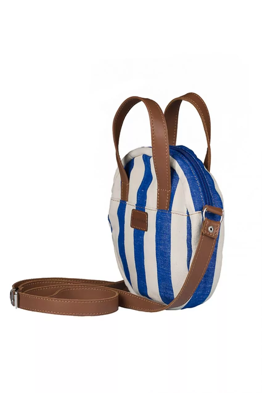 Bolso redondo tela Mallorquina 106 rayas azul - Imagen 3