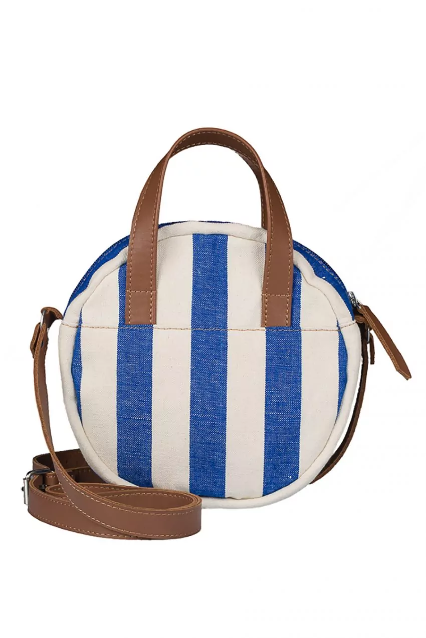 Bolso redondo tela Mallorquina 106 rayas azul - Imagen 4