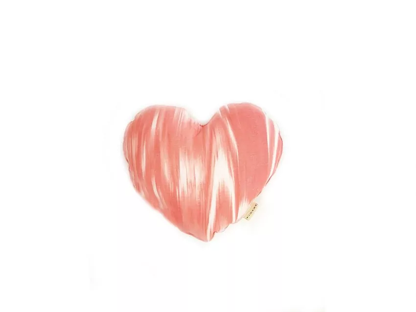 Heart Shaped Cushion Mallorcan fabric 101 Pink