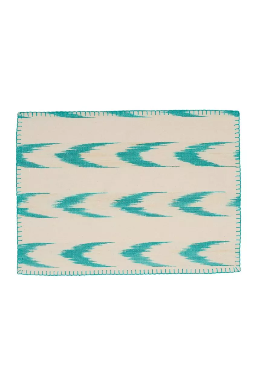 Stich Placemat Mallorcan fabric ikat 61 Turquoise