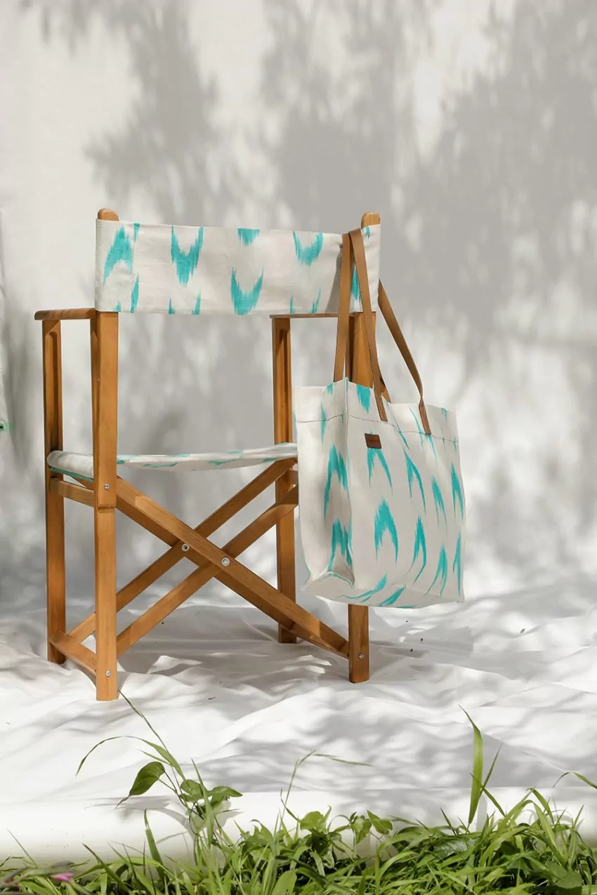 Director's chair Mallorcan fabric 61 Turquoise