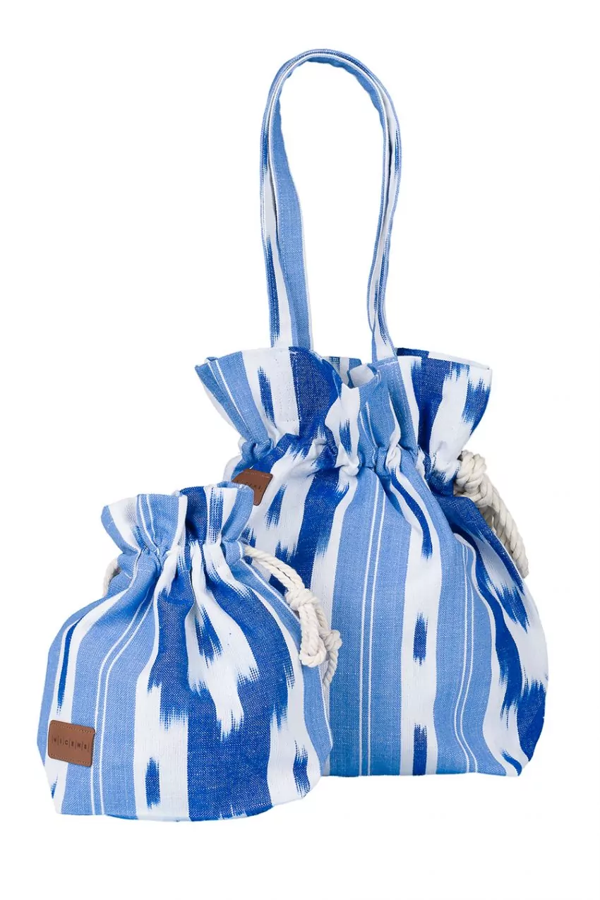 Bossa fruncida ikat 104 Blau - Imatge 2