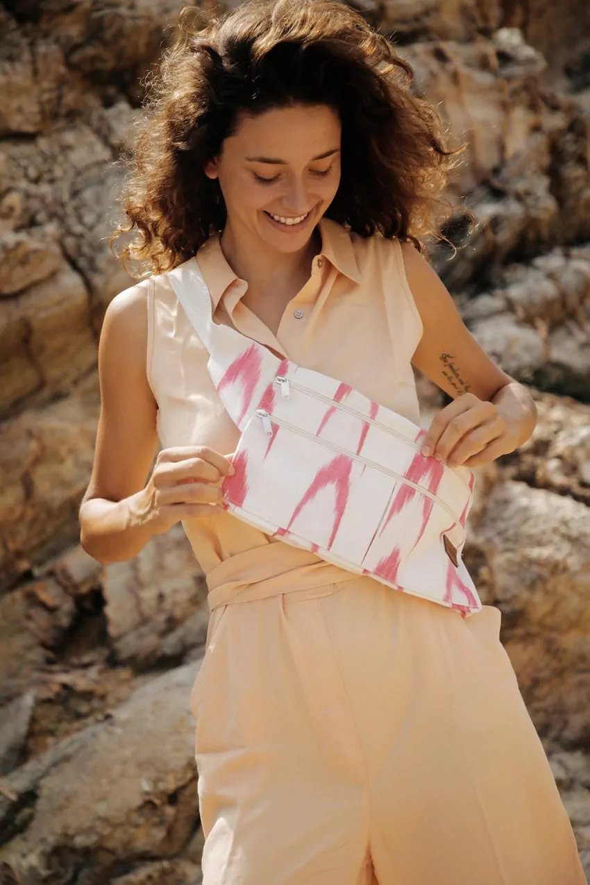 Ikat Gürteltasche 61 Rosa Fuchsie Stoff