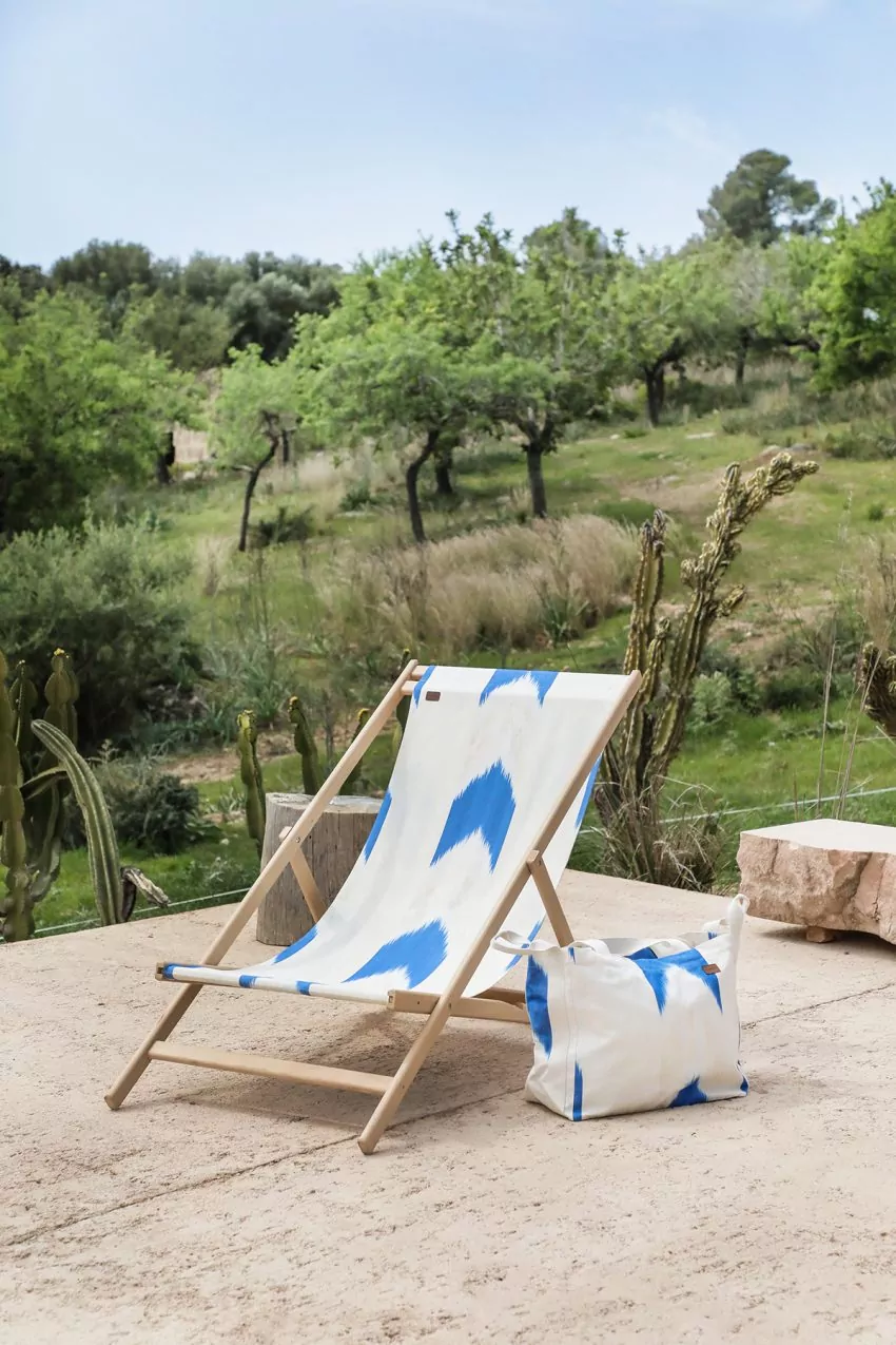Mallorcan fabric hammock ikat 60 blue