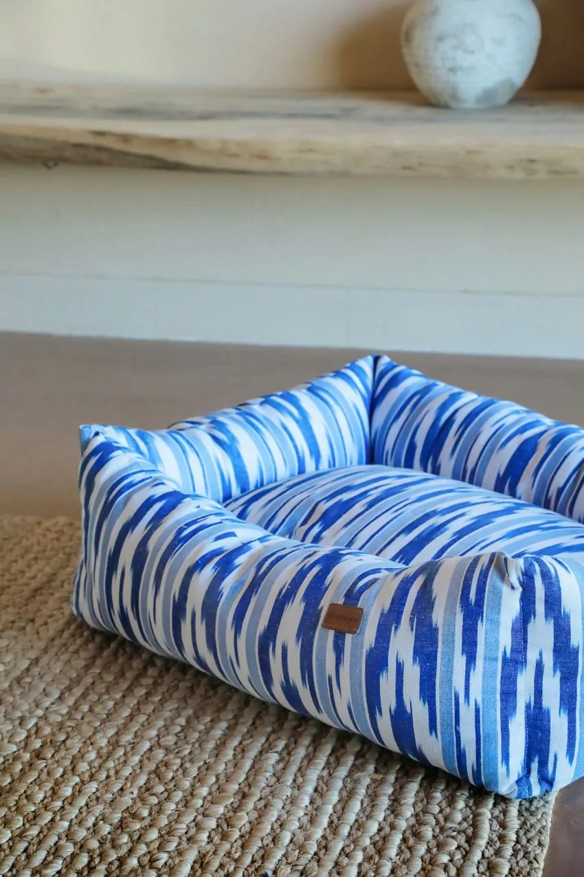 Cama perro telas Mallorquinas ikat 109 Azul - Imagen 4