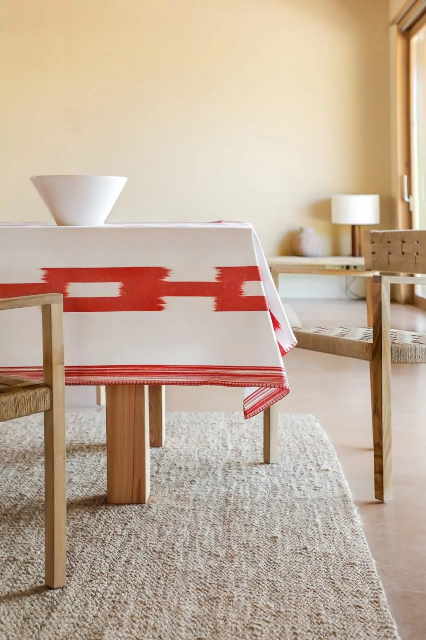 Tablecloth Mallorcan fabric ikat 197 Red