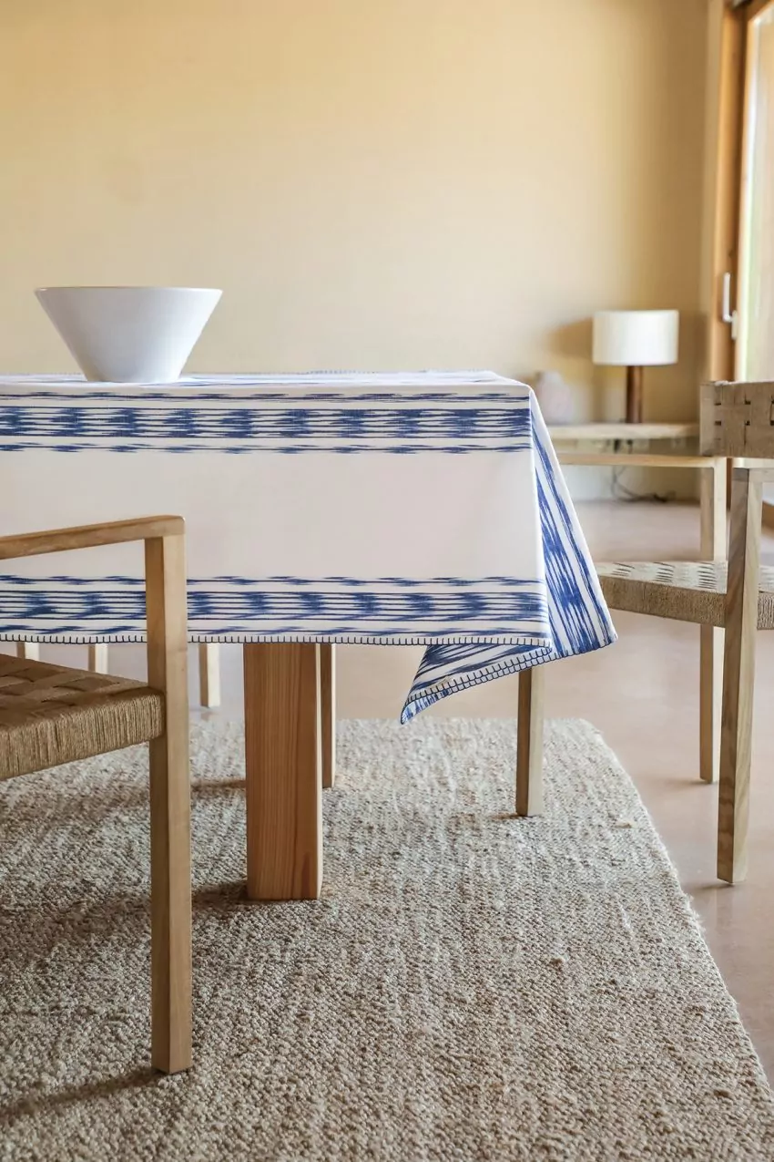 Tablecloth Mallorcan fabric ikat 235 Blue