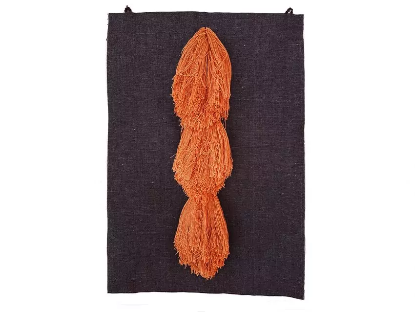 Black Mallorcan fabric tapestry with Toasted skein - Image 3