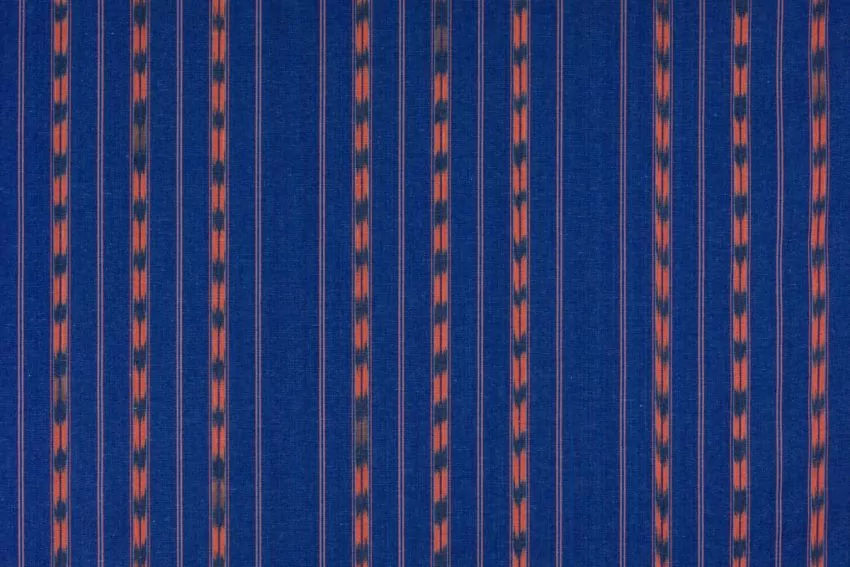 Mallorcan fabric Ikat 202 Blue / Scarlet