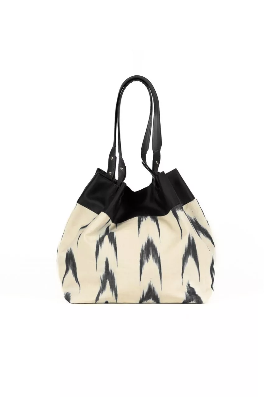 Mallorquina fabric maxi bag 61 Black