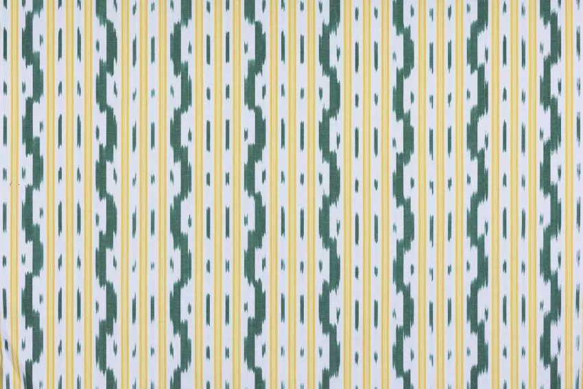 Mallorcan fabric Ikat 103 Yellow/Olive Green