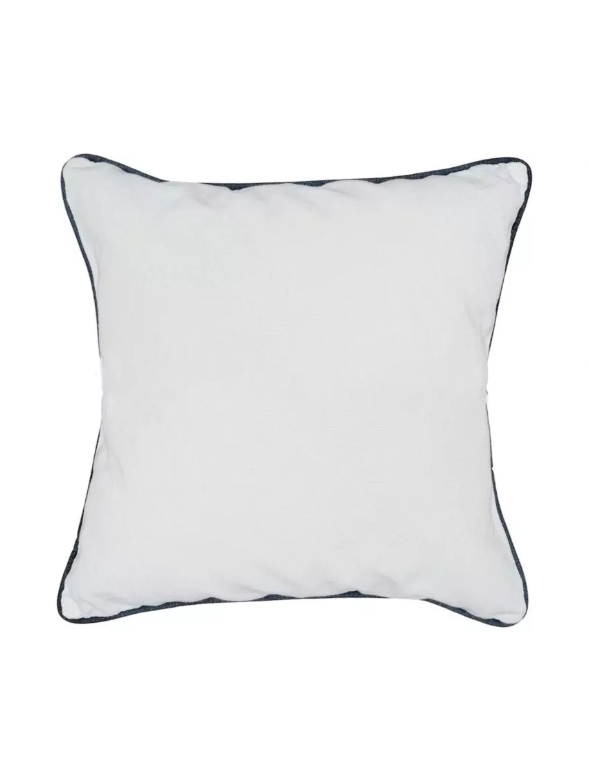 Cushion ecru Mallorcan fabric with piping Black