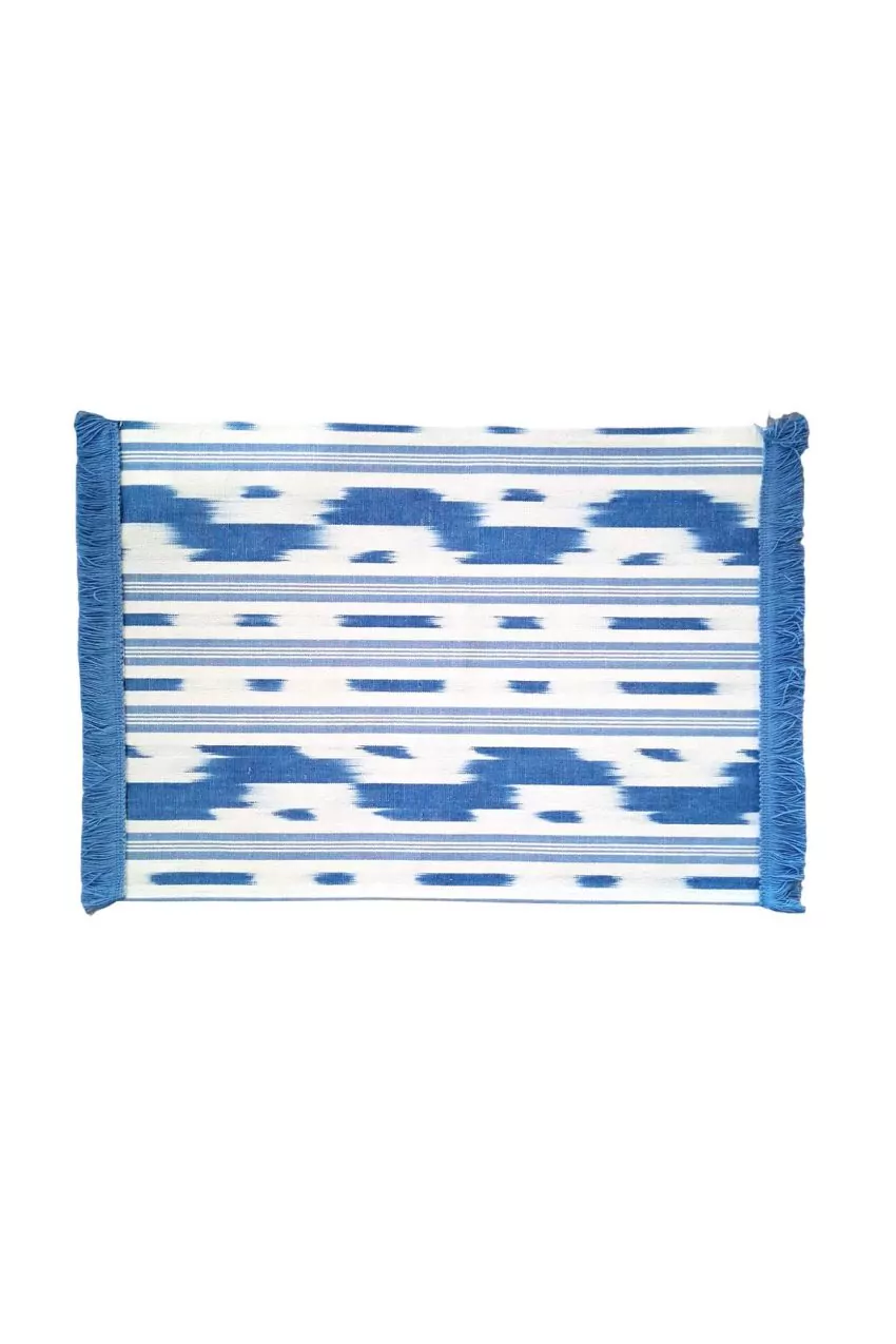 Tableset Mallorquina fabric fringe 103 Blue