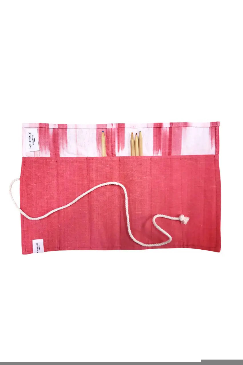 Fabric roll-up pencilcase Mallorcan fabric 105 pink